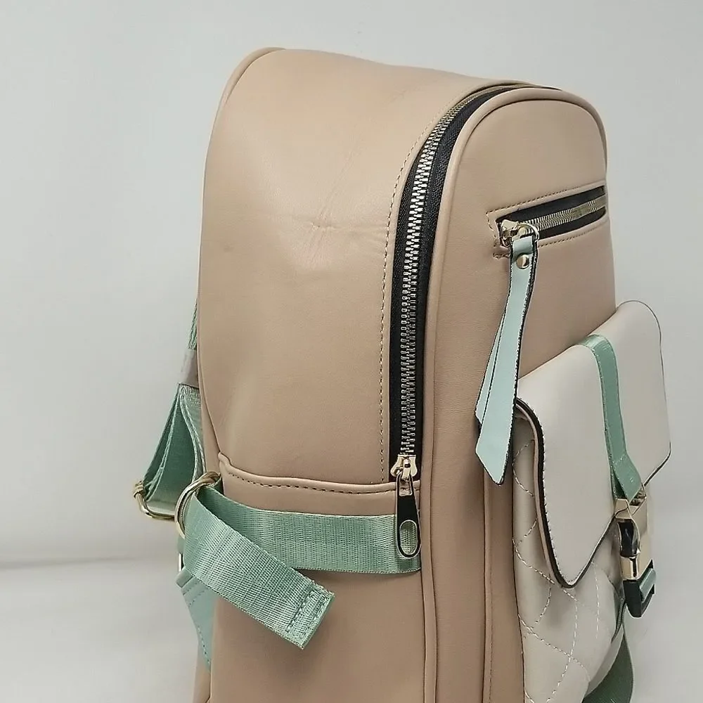 Blush pink  cream and mint green Backpack purse